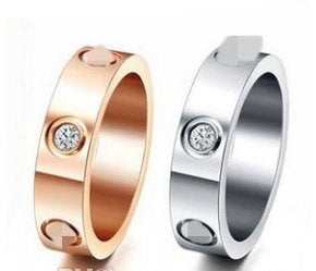 Stackable band Love Screw Ring WITH RHINESTONES