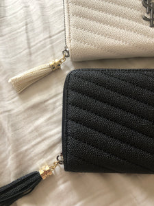 Quilted accordion zip wallets