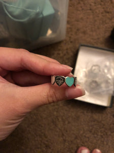 Pink and blue heart ring